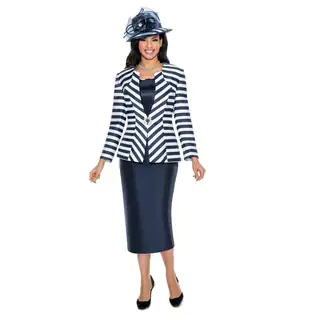 Giovanna Collection Women's 3-piece Stripe Skirt Suit