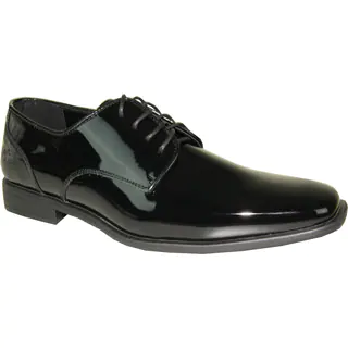 VANGELO Men Dress Shoe TUX-2 Oxford Formal Tuxedo for Prom & Wedding Shoe Black Patent -Wide Width Available