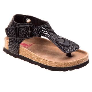 Rugged Bear Girls' Textured Faux Leather Chunky Strap Sandals