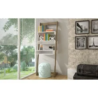 Accentuations by Manhattan Comfort Urbane Carpina Ladder Desk with 2 Floating Shelves and 1-Tabletop and Cubby