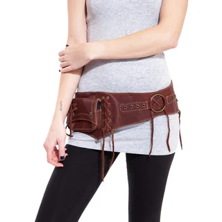 Handmade The Gypsy Duo Leather Duo Pack Hip Bag Belt (India)