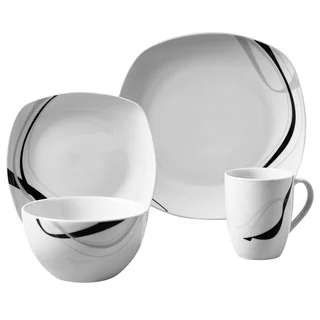 Carnival 16pc Soft Square Porcelain Dinnerware Set