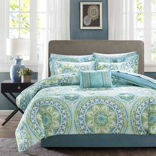 Madison Park Essentials Orissa Aqua Complete Bed Set-Sheet Set Included