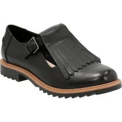 Women's Clarks Griffin Mia Kiltie Loafer Black Leather/Synthetic
