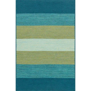 Indoor/ Outdoor Braided Blue/ Green Rug (2'3 x 3'9)