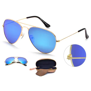 Dasein Premium Polarized Mirrored Classic Metal Frame Aviator Sunglasses