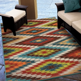 Carolina Weavers Indoor/Outdoor Aztec Flagstaff Multi Area Rug (5'2" x 7'6")