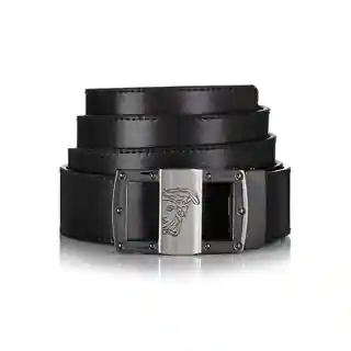 Versace Collection 174 Black Leather Medusa Adjustable Belt