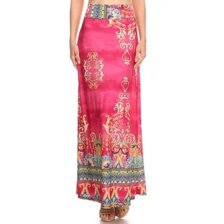 MOA Collection Pink Paisley Spandex Dusty Maxi Skirt