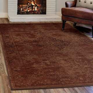 Virtuous Collection Faded Traditional Red Olefin Area Rug (7'10 x 10'10)