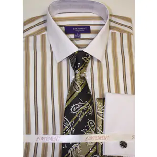 Men's Tan Shirt, Tie and Hankie Set