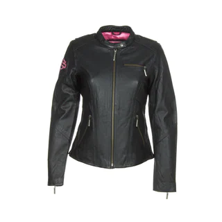 Harley-Davidson 98022-12VW Womens Pink Label Embellished Black Leather Jacket