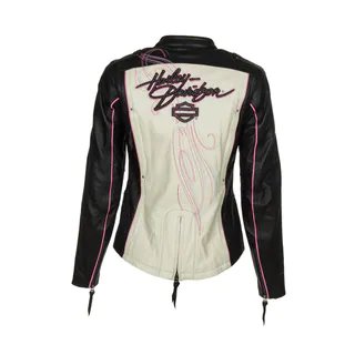 Harley-Davidson 97010-14VW Womens Pink Label Colorblock Leather Jacket
