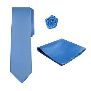 Jacob Alexander Solid-colored Tie, Hanky and Lapel Flower Set