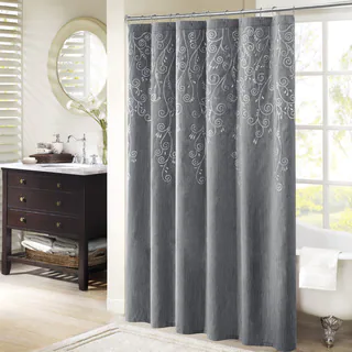Madison Park Evelyn Embroidered Shower Curtain 2-color option