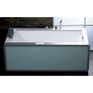 Whirlpool White Acrylic Multicolored Light-up Glass Panel Bathtub