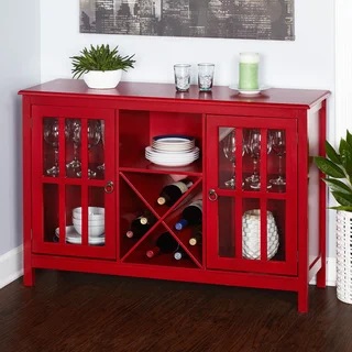 Simple Living Portland Red Wood/Glass Wine Buffet
