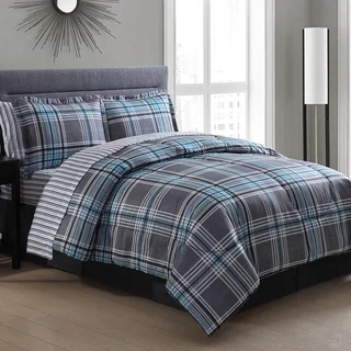 Chelsea Blue Plaid Bed in a Bag Comforter Set