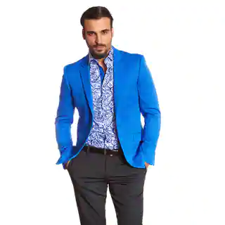 Suslo Couture Men's Etan Royal Blue Acetate Blazer