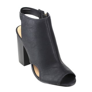 Reneeze Women's Black/Grey Faux Leather Block Heel Boots