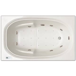 Signature Bath White Acrylic Whirlpool/Air Combo 60-inch x 36-inch x 19-inch Drop-in Bath with LED Lighting and Waterfall