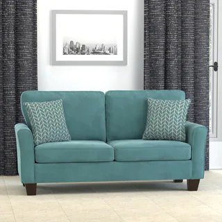 Portfolio Redmond Turquoise Blue Velvet SoFast Compact Sofa
