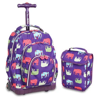 J World Lollipop Elephant 2-piece Rolling Backpack and Lunch Bag Set