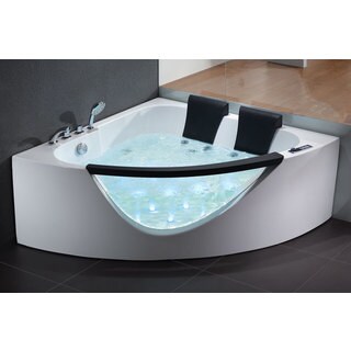 EAGO AM199 5-foot Rounded Clear Corner Whirlpool Bath Tub with Fixtures