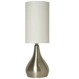 Light Accents Silver Aluminum 18-inch Modern Table Lamp with 3-way Switch Feature and White Fabric Drumshade