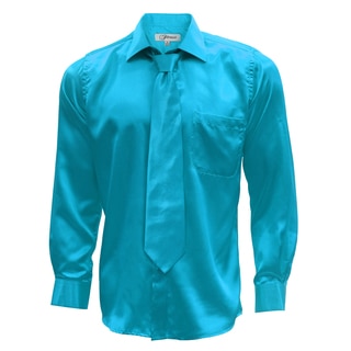 Ferrecci Men's Satin Dress Shirt, Necktie and Hanky Set