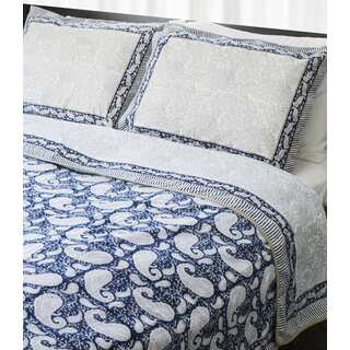 Indian Palace King-Size Quilt - Blue Paisley (India)