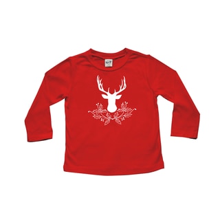 Rocket Bug Deer with Holly Christmas Cotton Long Sleeve Shirt