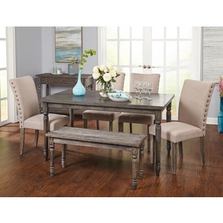Simple Living Burntwood Parson Weathered Grey 6-piece Dining Set