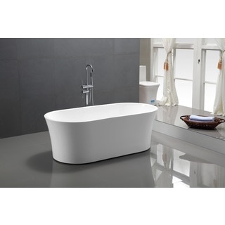Vanity Art White Acrylic 63-inch Freestanding Soaking Bathtub