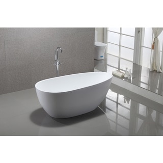 Vanity Art White Acrylic 59-inch Freestanding Soaking Bathtub