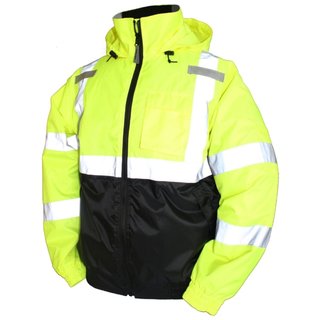 Tingley Men's Lime Green Rubber Bomber II Jacket with 2-inch Silver Reflective Tape