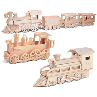 Puzzled Rolling Locomotive, Steam Train and Train Wooden 3D Puzzle Construction Kit