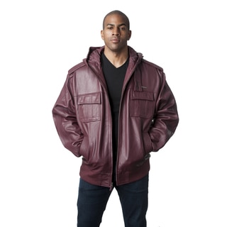 Live Mechanics Victor Red Lambskin Leather Hooded Jacket