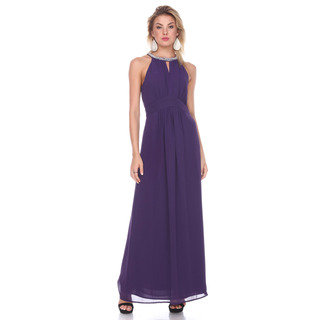 Stanzino Women's Purple Polyester Sleeveless Long Gown