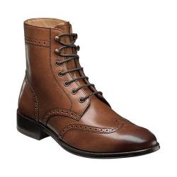 Men's Florsheim Capital Wingtip Lace Up Boot Cognac Smooth Leather