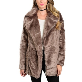 JED Women's Faux Fur Wide Collar Chubby Coat