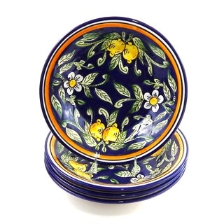 Set of 4 Le Souk Ceramique Citronique Design Stoneware Pasta/Salad Bowls (Tunisia)
