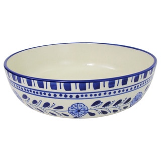 Le Souk Ceramique Azoura Design Wide Stoneware Salad/Pasta Bowl (Tunisia)