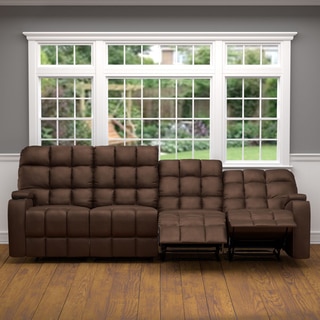 ProLounger Brown Microfiber Wall Hugger Storage 4 Seat Reclining Sofa