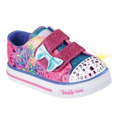 Girls' Skechers Twinkle Toes Shuffles Baby Love Sneaker Hot Pink/Multi