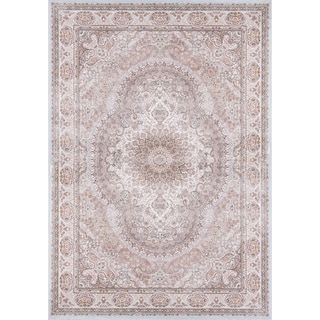 Machine Made Antiquity Scallop Medallion Rayon from Bamboo Rug (9'10" x 13'2")