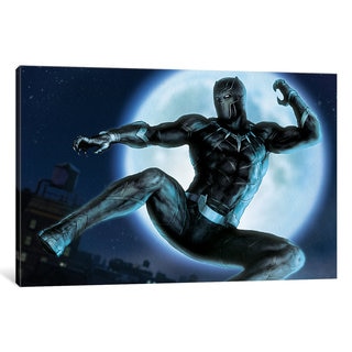 iCanvas Avengers Assemble: Black Panther Situational Art: Classic Jumping Through The Air Pose by Marvel Comics Canvas Print