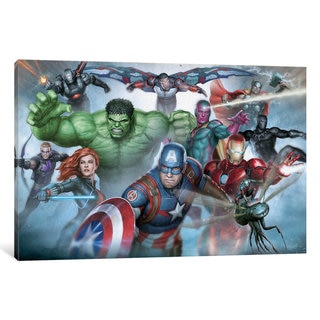 iCanvas Avengers Assemble: Classic Full Team In Zoom Situational Art by Marvel Comics Canvas Print