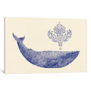 iCanvas Damask Whale #1 by Terry Fan Canvas Print
