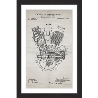 Marmont Hill - 'Engine 1914 Old Paper' by Steve King Framed Painting Print